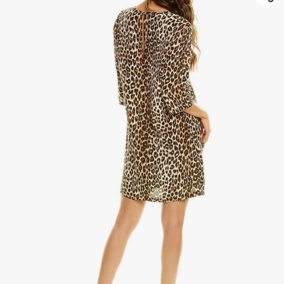 Equipment Aubrey Leopard Spotted 100% Silk 3/4 Sleeve Shift Dress Women's Small - Picture 6 of 14